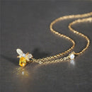 Diamond Bee Necklace Champagne Topaz Zircon Pendant Necklace Jewelry Gift P