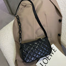 Fashion Lattice Pattern Women Handbag Chain Shoulder Underarm Bag (Black)