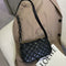 Fashion Lattice Pattern Women Handbag Chain Shoulder Underarm Bag (Black)