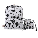 Cow Print Plush Drawstring Pouch Nylon Women Shoulder Pack Composite Set