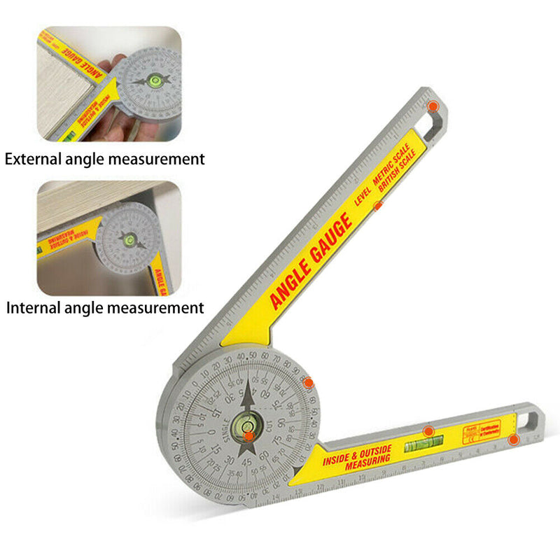 360 Degree Miter Saw Protractor w/Leveling Bubble Angle Finder Gauge Ruler