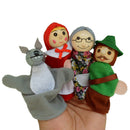 4pcs Little Red Riding Hood Wooden Headed Finger Puppets Fairy Tale Story