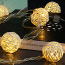 2.5M 20 Rattan Ball Led String Fairy Lights Christmas Tree Ornament Xmas De BX