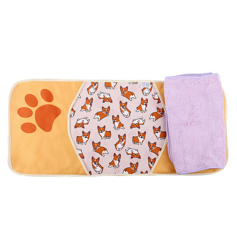 Soft Absorbent Cute Pet Supplies Quick-drying Color Bath Towel (Puppy) A