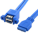 2X(Stackable Usb 3.0 Female Panel Type To Motherboard 20Pin Header Cable Du