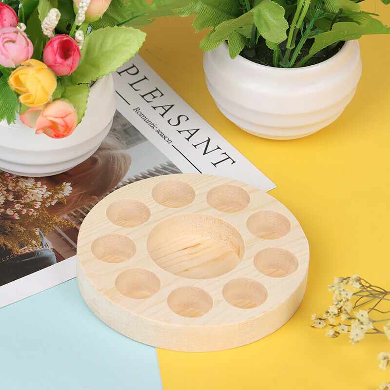 Round Wooden Essential Oil Display Stand Holder Organizer Shelf Rack 10Slo Ew