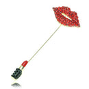 Fashion Women Crystal Red Lips Brooch Collar Lapel Pin Jewelry Accessories G Gw