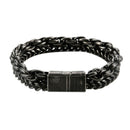 Black Plated Double Layer Men's Bracelet Stainless Steel Heavy Metal BraceleP7S4