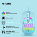 V9 Honeycomb Shell USB Wired Gaming Mouse RGB Backlight Gamer Mice (Green)