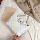 Solid Color Leather Handbags Women Large Capacity Shoulder Bag Tote (White)