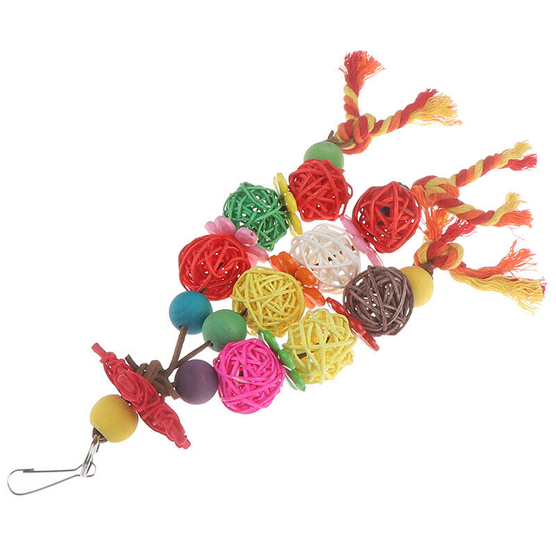 Cage Budgie Colorful Standing Rattan Swing Bird Bite Playing Pet Parrot Chew  Gw