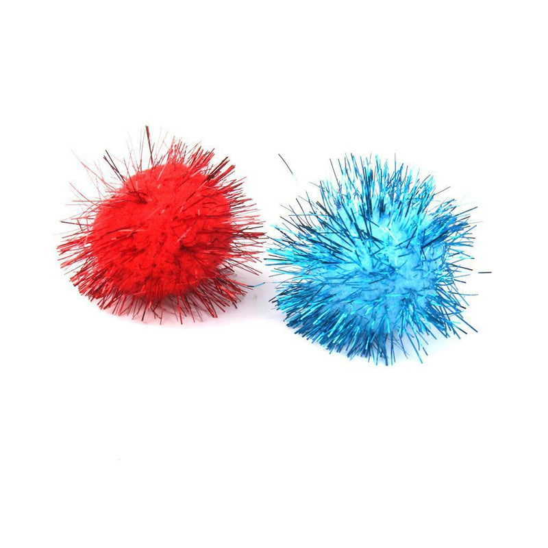 Lot 70x Glitter Tinsel Pompom Balls Small Pom Pom Ball Toys 3.5cm