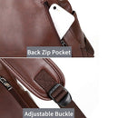Retro Men'S Backpack Pu Leather Anti-Theft Backpack Fashion Waterproof Trav