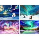 4 Pack Aurora Elk DIY 5D Diamond Painting Kit Full Drill Embroidery Cross Stitch