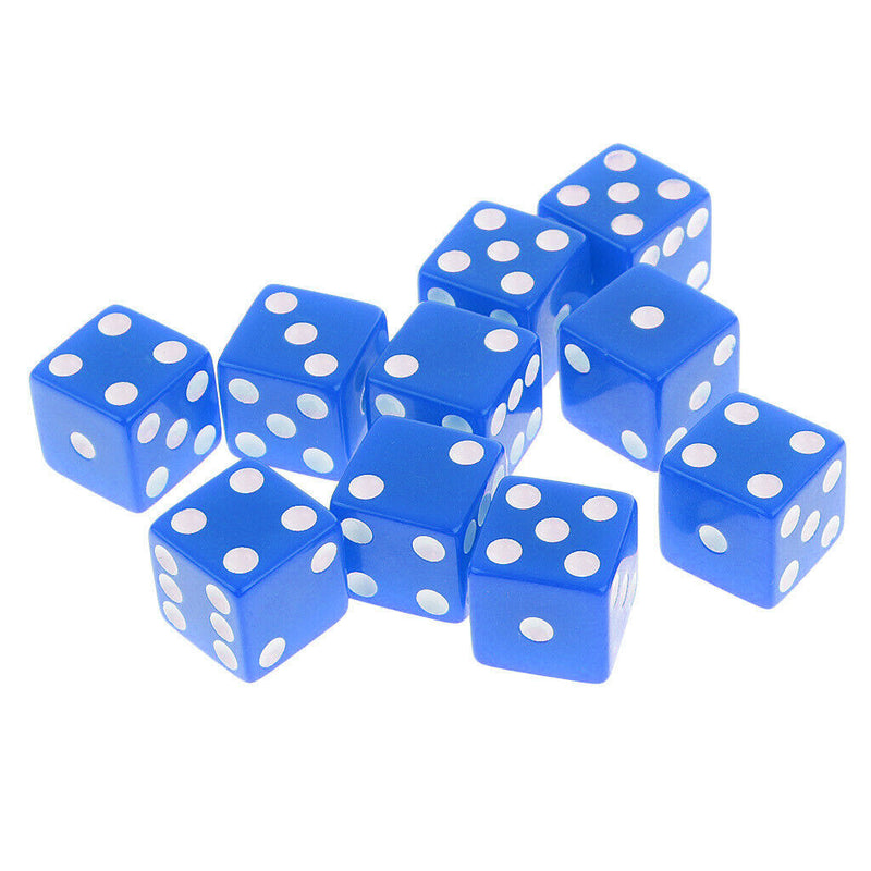 10 Piece D6 Dice Playing Games for Dungeons and Dragons MTG RPG Gaming 16mm Blue