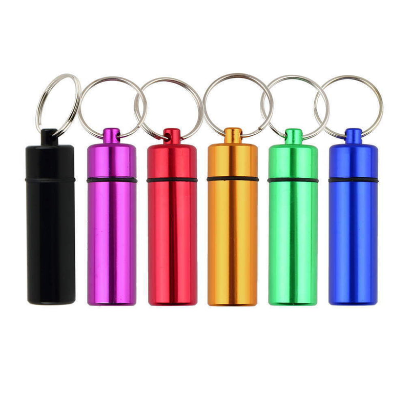 5PC Keychain Medicine Drug Holder Waterproof Case Bottle Aluminum Pill Container
