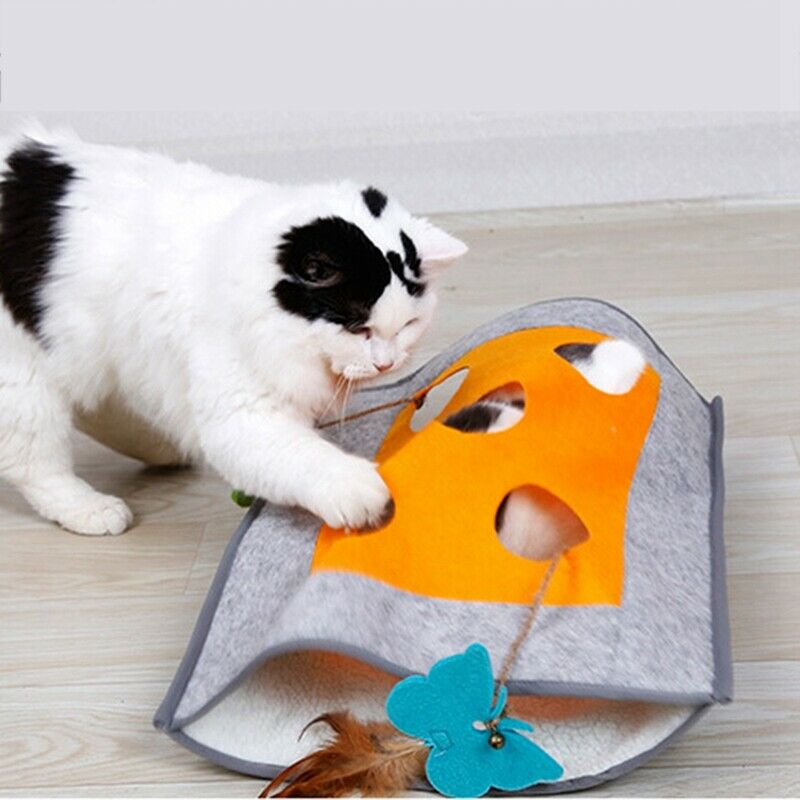 Funny Pet Cat Mice Intelligence Educational Toys Play Bell Tent With 4 HolesQ8X7