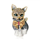 Cute Cat Brooch Rhinestone Enamel Badge Jacket Clothing Backpack Lapel Pins