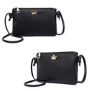 Women PU Leather Crown Shoulder Bags Zipper Casual Crossbody Bags/Black
