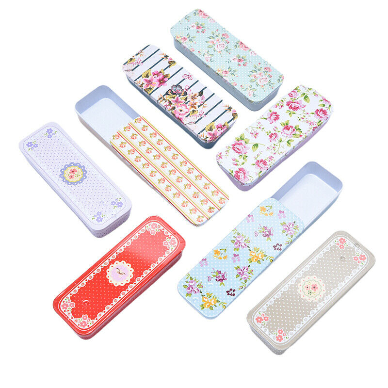 1PC Portable Mini Floral Metal Storage Box Slide Jewelry Organizer Container Ew