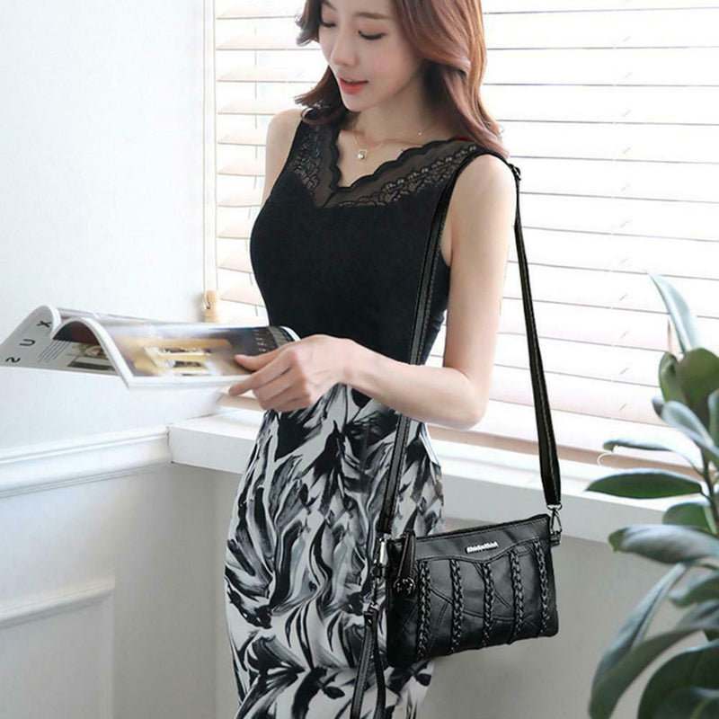 Fashion Leather Women Shoulder Crossbody Handbag Solid Color Envelope Bag