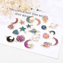 20 PCS Enamel Plated Mixed Moon Star Planet Pendant Charms for Bracelet Necklace