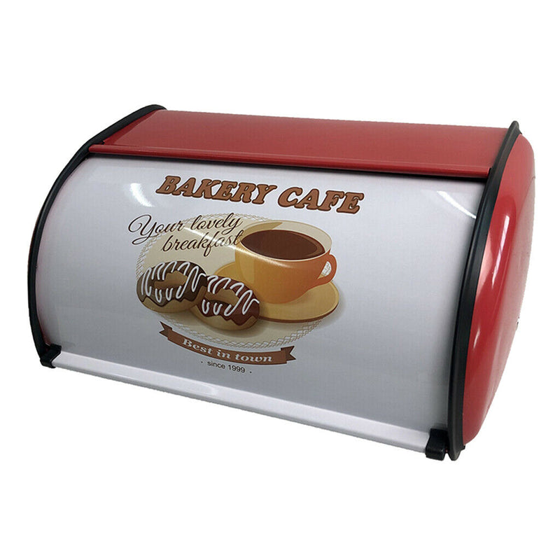 Metal Bread Box Bread Bin Holder Roll Top Lid for Bakery Restaurant Durable