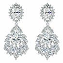 Elegant Chandelier Cubic Zirconia Long Big Crystal Bridal Drop Earring For