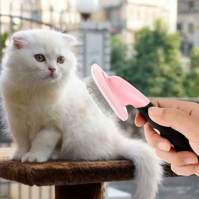 Pet Massage Grooming Brush 360 Rotatable Hair Removal Comb for Dogs (Pink)