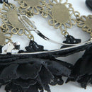 Gothic Retro Black Fringed Flowers Lace Headdress Fashion Hair Clip Jewelry
