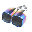 2.5inch Car Exhaust Muffler Tip Dual Square Outlet Silencer Tail Pipe Steel E6Q2