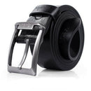 dnuxlou Men's Leather Belt Single Prong Metal Buckle (black)