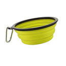 Pet Dog Portable Silicone Collapsible Travel Feeding Bowl Dish Feeder Yellow