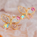 Ladies Chic Lovely Crystal Rhinestone Hollow Butterfly Ear Stud Earrings Gift JR