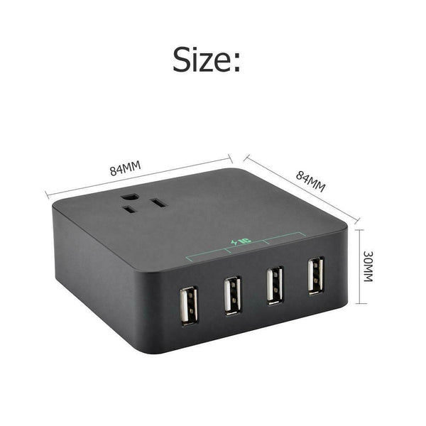 4 USB Ports Travel Phone Charging Station Socket AC Power Strip Charger US A#S