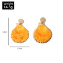 Beach Holiday Metal Ear Dangle Women Shell Shaped Stud Earrings Colorful Jewelr