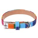 Pet Adjustable Collar Buckle Neck Leather Colorful Rainbow  S