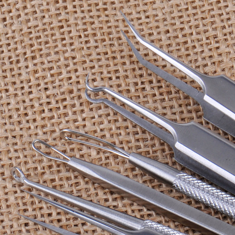 9x Stainless Steel Blackhead Comedone Pimple Blemish Extractor Remover Tool Set
