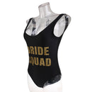 Women's Letter Print Swimsuit One Piece Swimwear Monokini Bodysuit L Black
