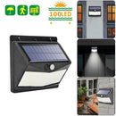 100LED Solar PIR Motion Sensor Wall Light Outdoor Waterproof Garden Lamp
