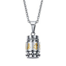 Buddhist Mantra Om Mani Padme Hum Stainless Urn Ash Bottle Memorial Necklace
