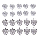 60pcs Heart Pendant Trays Bright Glass Cabochon for Photo DIY Jewellery Making3C