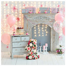 7x5ft-2.1x1.5m Pink Background for Birthday Photography Flowers 1st Birthda
