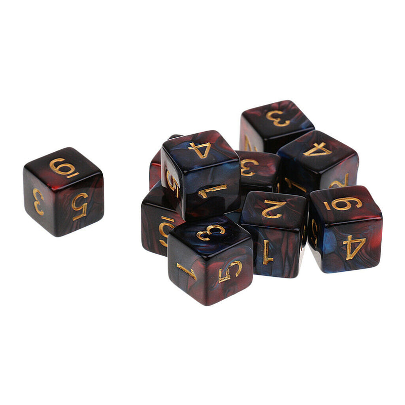 10PCS 6 Sided D6 Dice for Dungeons and Dragons  TRPG Table Games