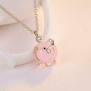 Necklace Lucky Pig Chain Choker Pendant-Rose-Pink-Crystal Women-Accessories