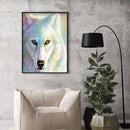 White Fur Wolf Staring Full Round Rhinestone DIY Diamond Painting 30x40cm