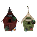2 Pieces Natural Wood Decorative Birdhouse, Hanging Wooden Garden Bird House for