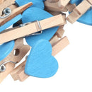 Love Heart Card Photo Clothespins Pegs Mini Wooden Clip 20pcs Blue Q8X6