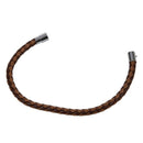Chic Bangle Bracelet Braided Leather Brown Color 7mm H6C6