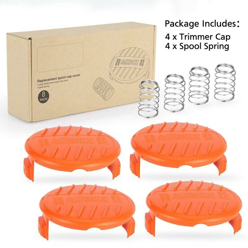 8-Pack RC-100-P Replacement Spool Cap Covers and Spring for Black-Decker AF